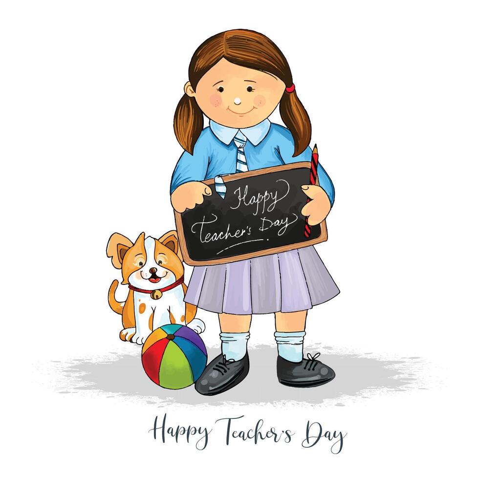 Happy teachers day celebration card on white background vector