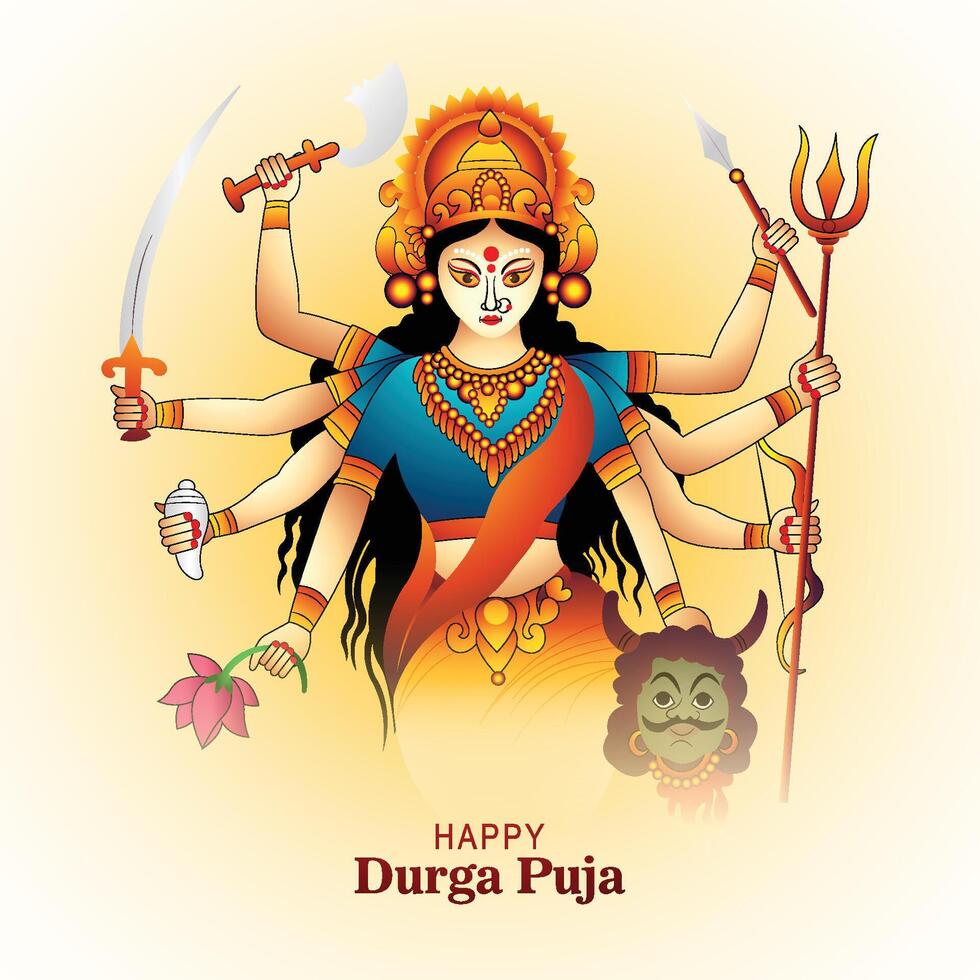 Indian festival goddess durga face holiday celebration card background vector