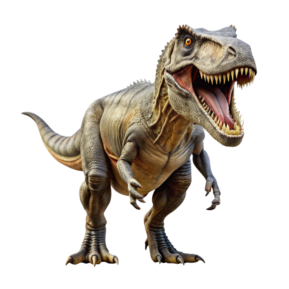 Realistic Velociraptor Dinosaur Roaring Transparent on Blank Background png