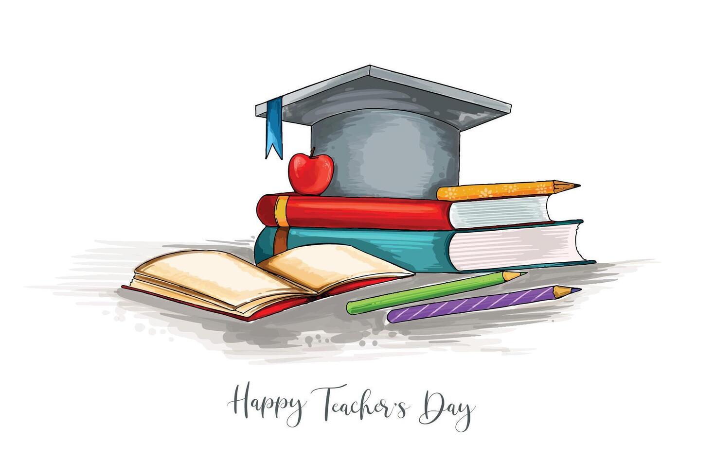 Happy teachers' day composition card illustration design vector