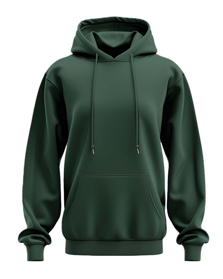 Green Hoodie Front View on Transparent Background png
