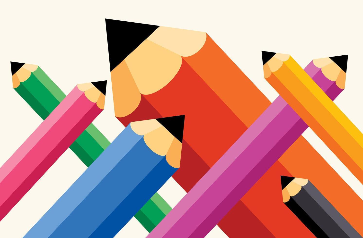 Background With Various Colorful Pencils vector