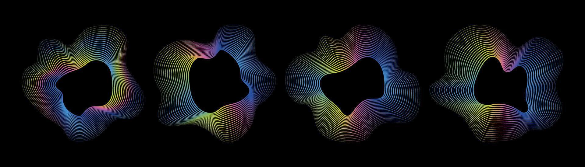 Dynamic abstract shapes in neon colors. Modern design of liquid abstract shapes from lines with a smooth neon gradient. vector