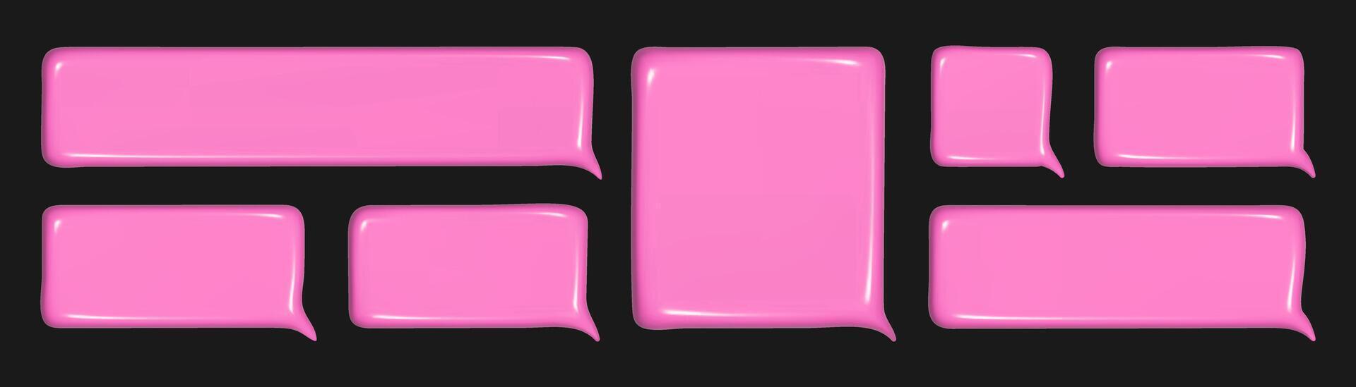 Set of 3D speech bubbles in pink color. Modern realistic 3d design of chat dialog bubble text. vector