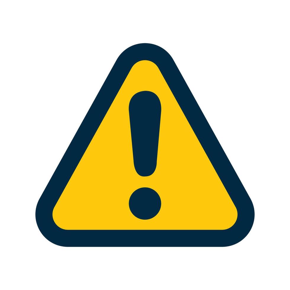Yellow triangle warning icon. attention alert symbol vector