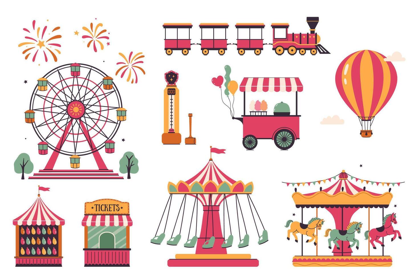Amusement park set graphics. vector
