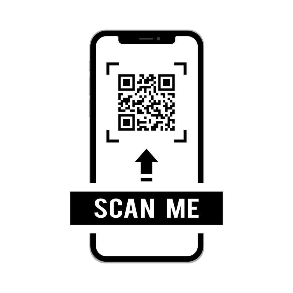 QR code scan button with smartphone, QR Code Scan Label with scan me text vector