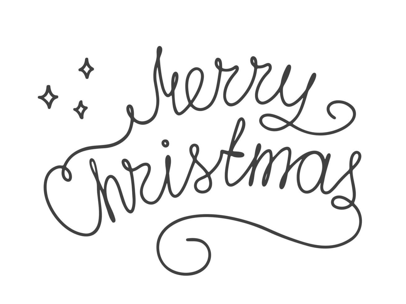Merry christmas hand lettering calligraphy isolated on white background. holiday illustration element. Children illustration. illustration vector