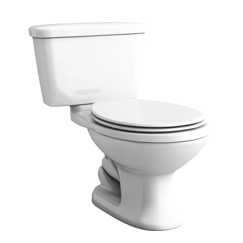 White Ceramic Toilet with Tank AI-Generative png