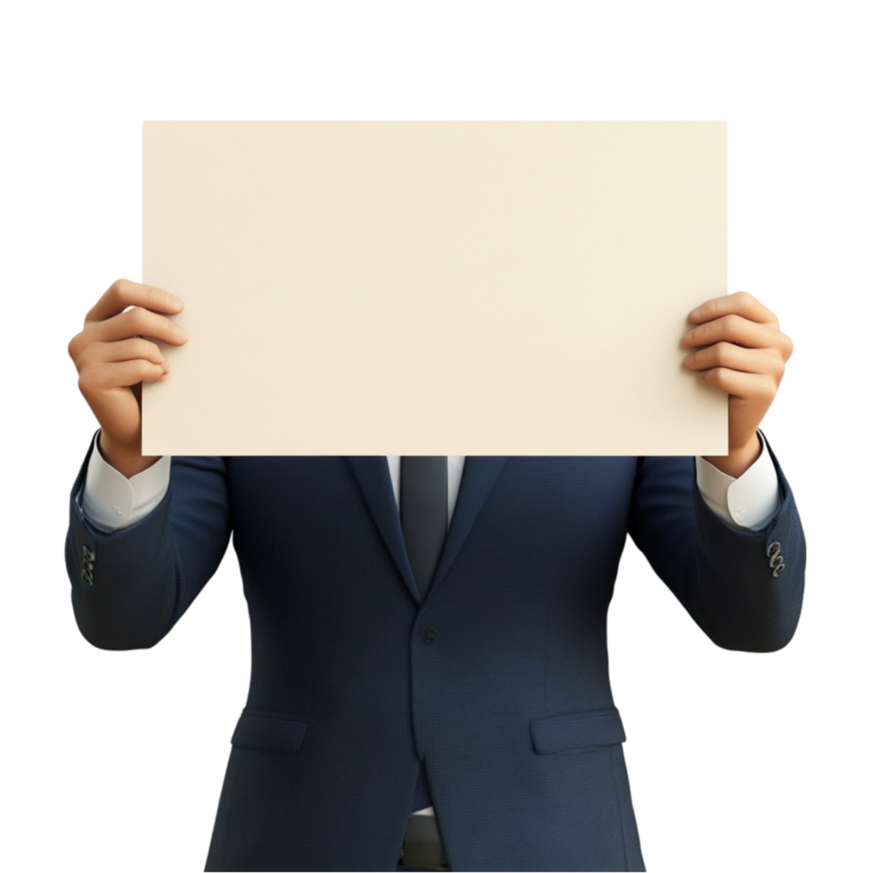 Businessman Holding Blank Paper AI-Generative png