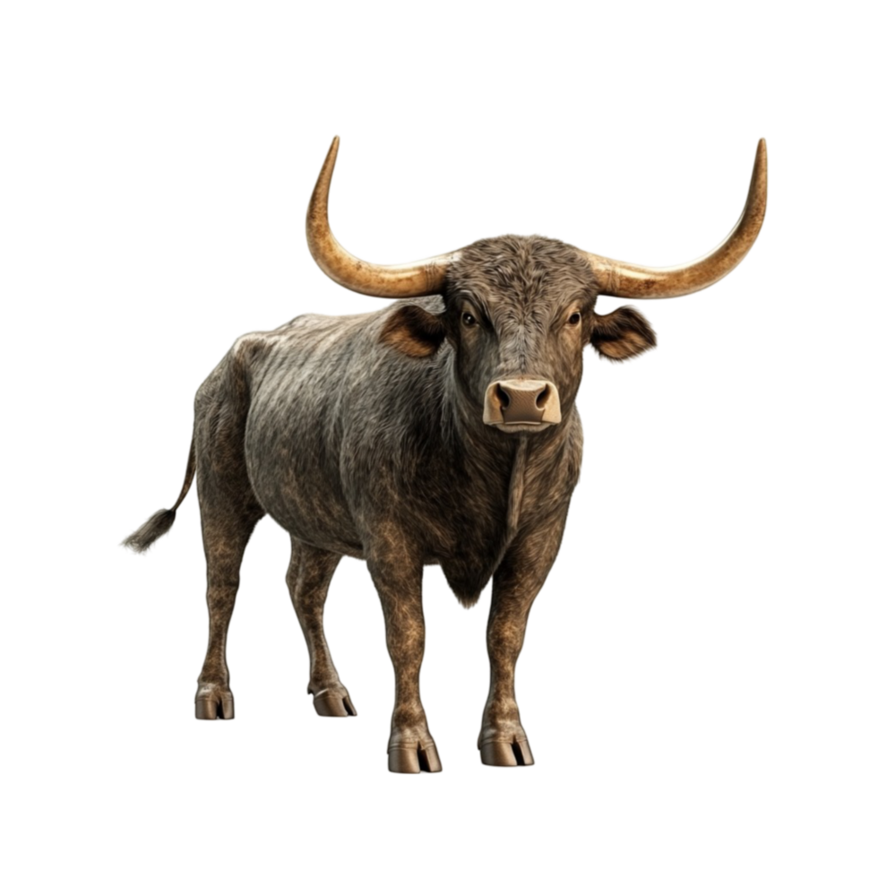 Bull with Long Horns AI-Generative png