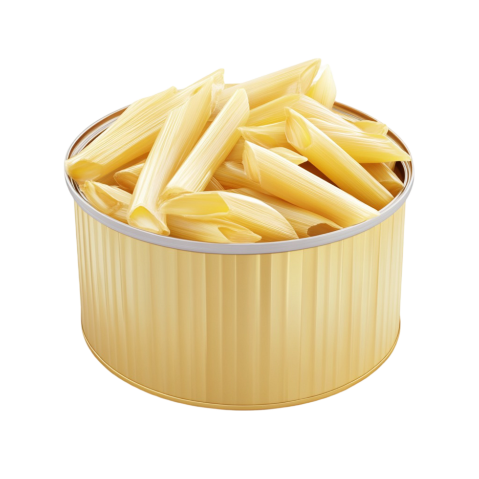 Penne Pasta in a Metal Can AI-Generative png