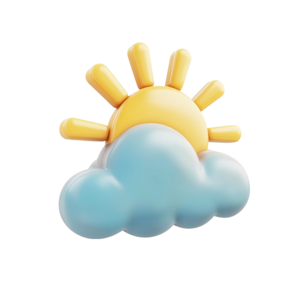 Cloud with Sun Icon AI-Generative png