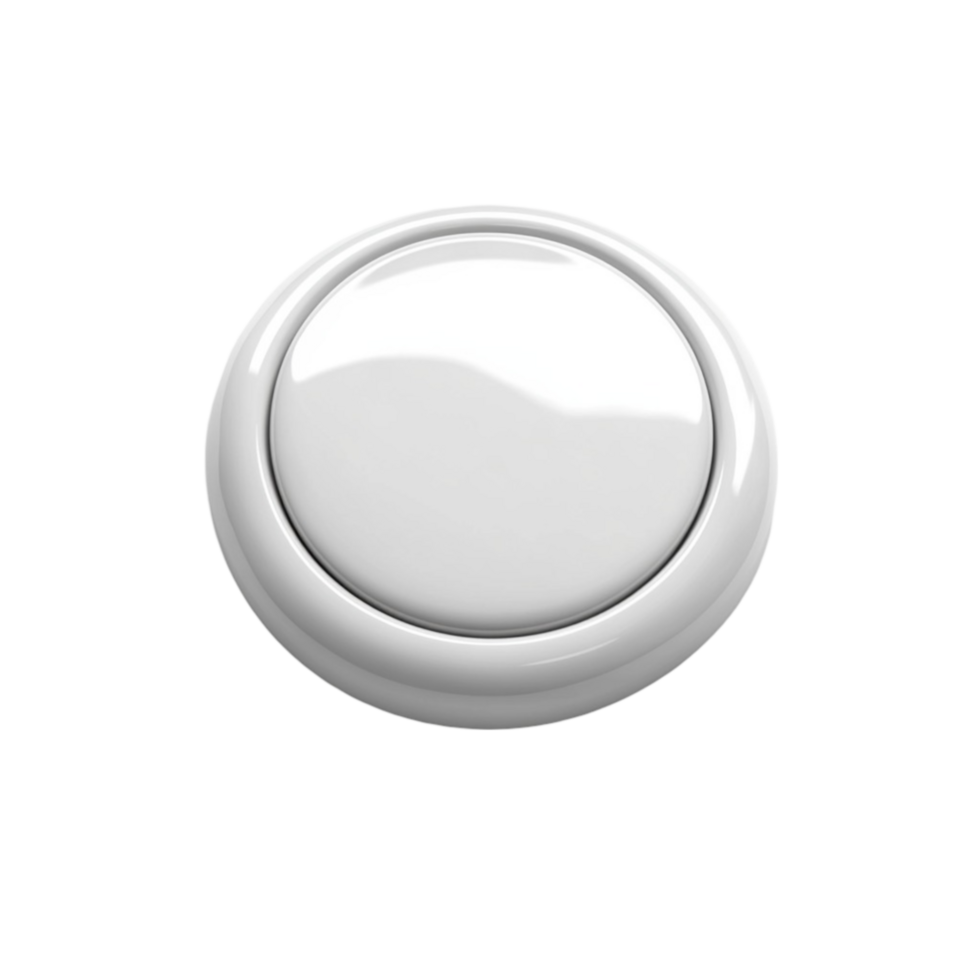 White Button Isolated on Transparent Background AI-Generative png