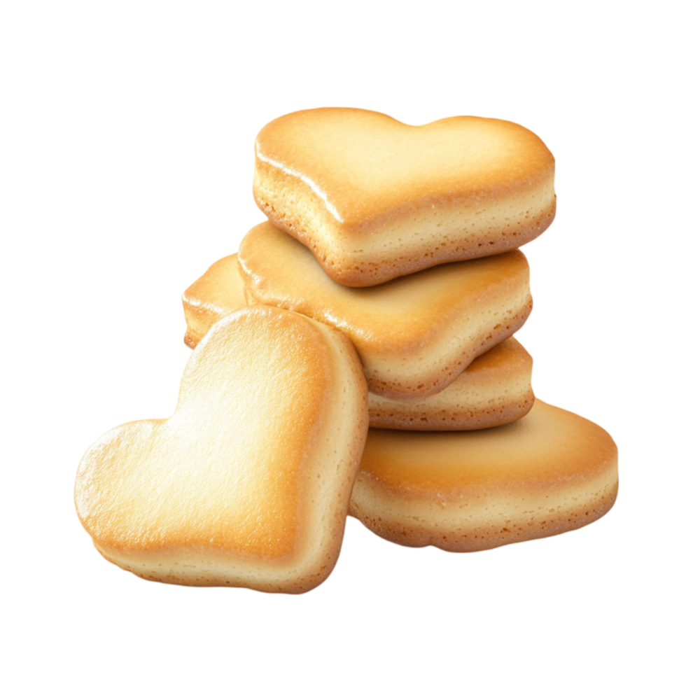 Stack of Heart Shaped Cookies AI-Generative png