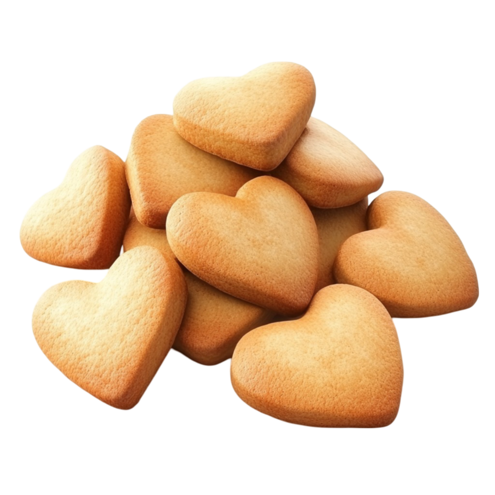 Pile of Heart Shaped Cookies AI-Generative png