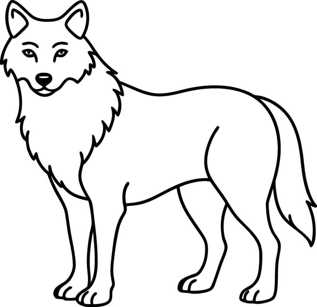 Howling Wolf Minimalist Outline vector