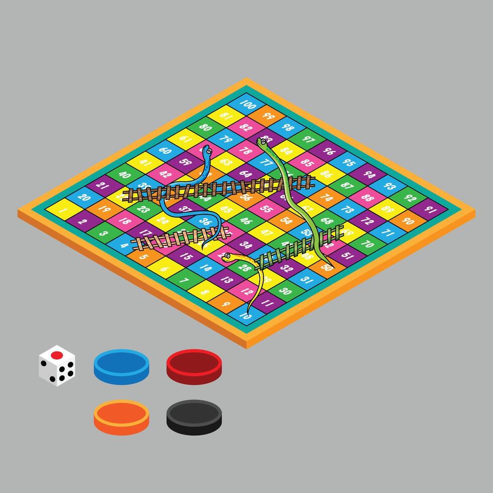 Snake and Ladders Board 3D vector