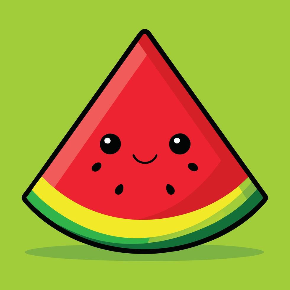 Adorable Watermelon with Happy Expression vector