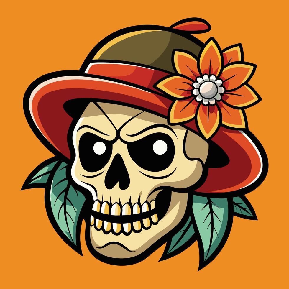 Dapper Skull with Bloom and Hat vector
