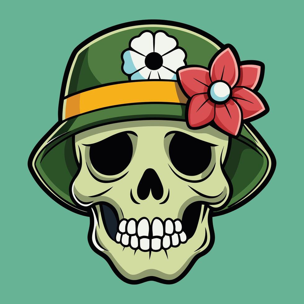 Flowered Skull in Fancy Hat vector