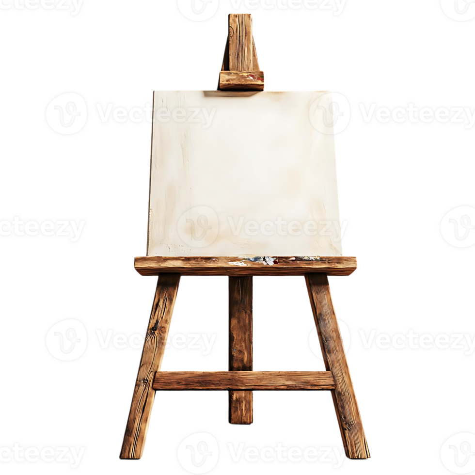Blank Canvas on Wooden Easel with Transparent Background, Ready for Your Artistic Masterpiece png