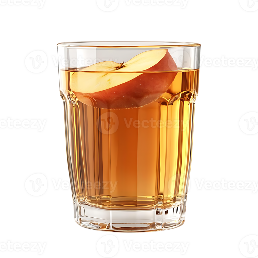 Refreshing Apple Juice with a Slice of Apple, Perfect for Summer Enjoyment, on a Transparent Background png