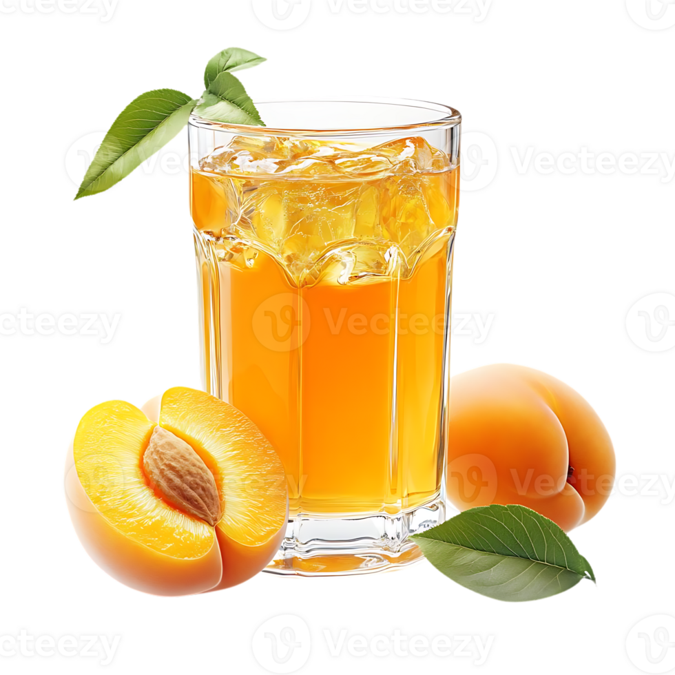 Refreshing Apricot Juice with Ice and Sliced Apricot, Perfect for Summer png