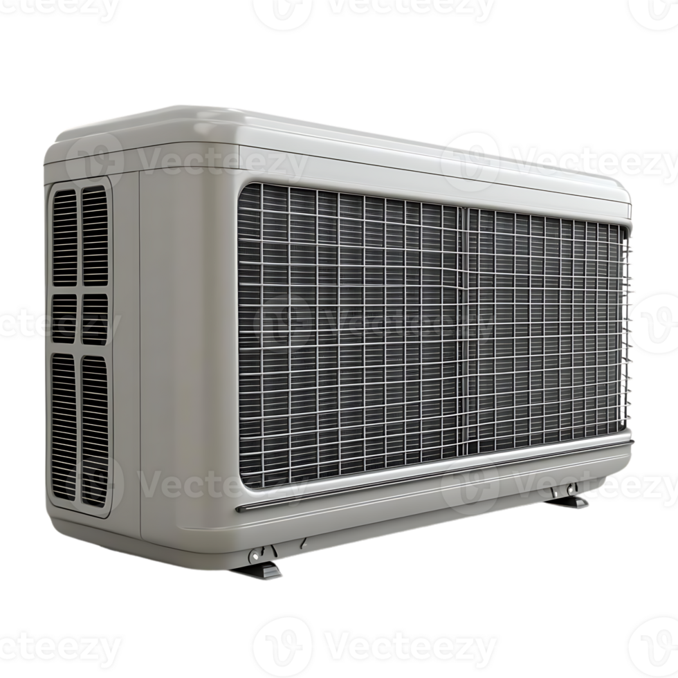 Air Conditioner Unit with Transparent Background, High-Quality, Isolated, 3D Model, HVAC System, Cooling Equipment, Climate Control, Refrigeration System, Heat Pump, Compressor, Condenser, Evaporator, Air Conditioning System, Refrigerant, Thermal Comfor png