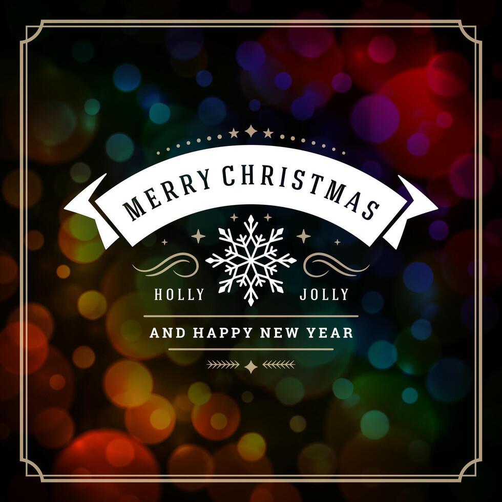 Merry christmas and happy new year text greeting card vintage typographic design vector