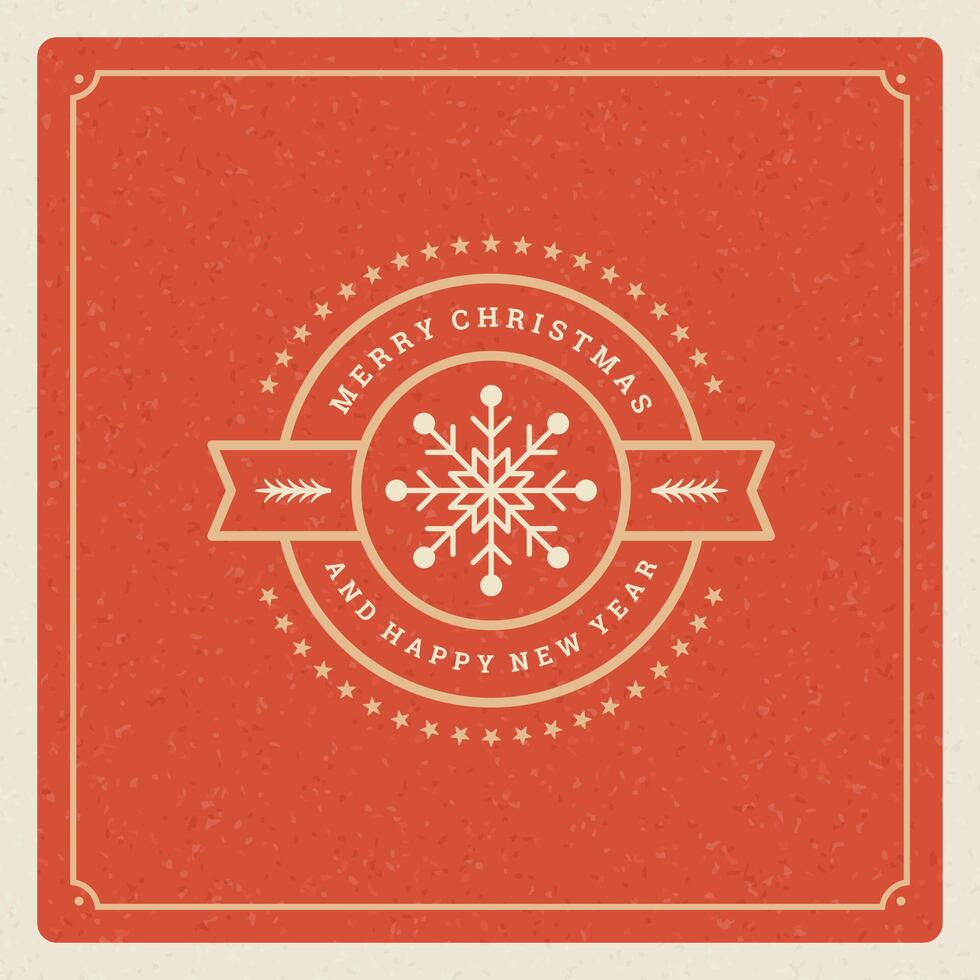 Merry christmas and happy new year text greeting card vintage typographic design, decoration with snowflake symbol vector