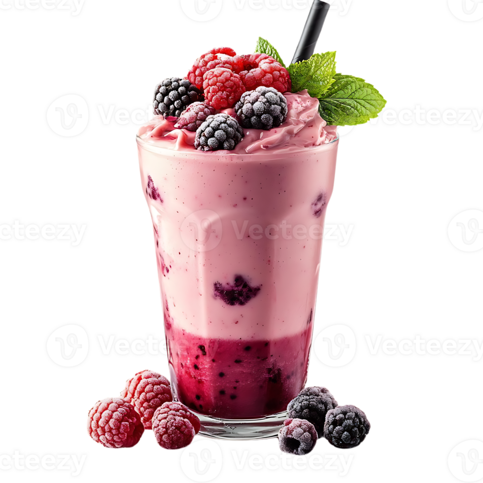 Delicious Raspberry and Blackberry Smoothie with a Transparent Background png