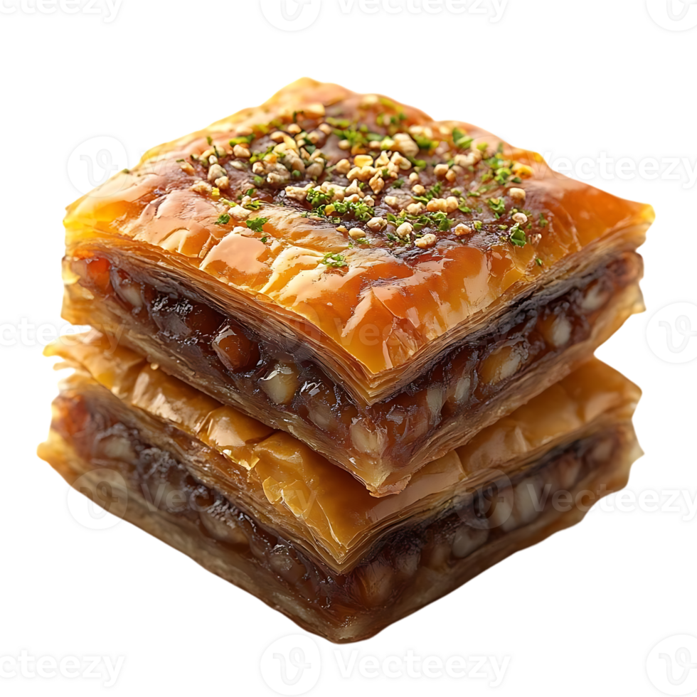 Delicious Turkish Baklava with Pistachios and Honey, a Sweet Treat with a Transparent Background png