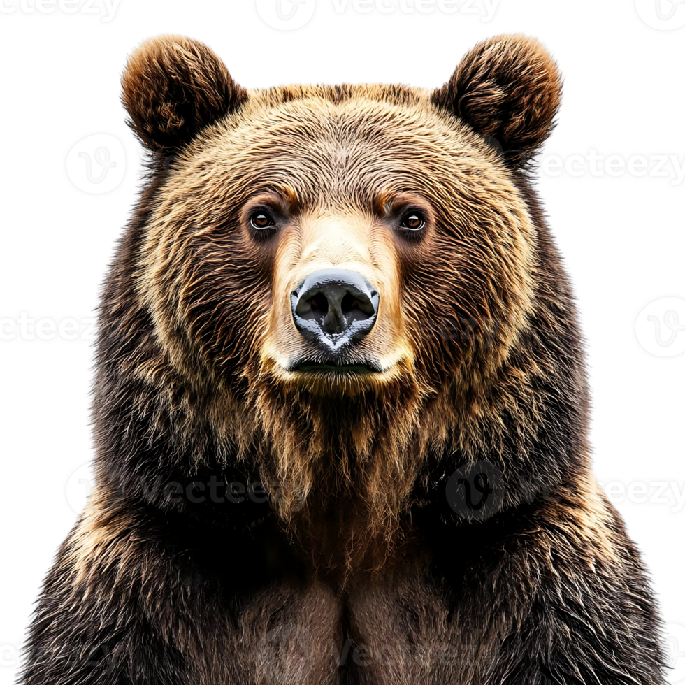 Powerful Grizzly Bear Portrait with Transparent Background, Stunning Wildlife Photography with a Striking Gaze png