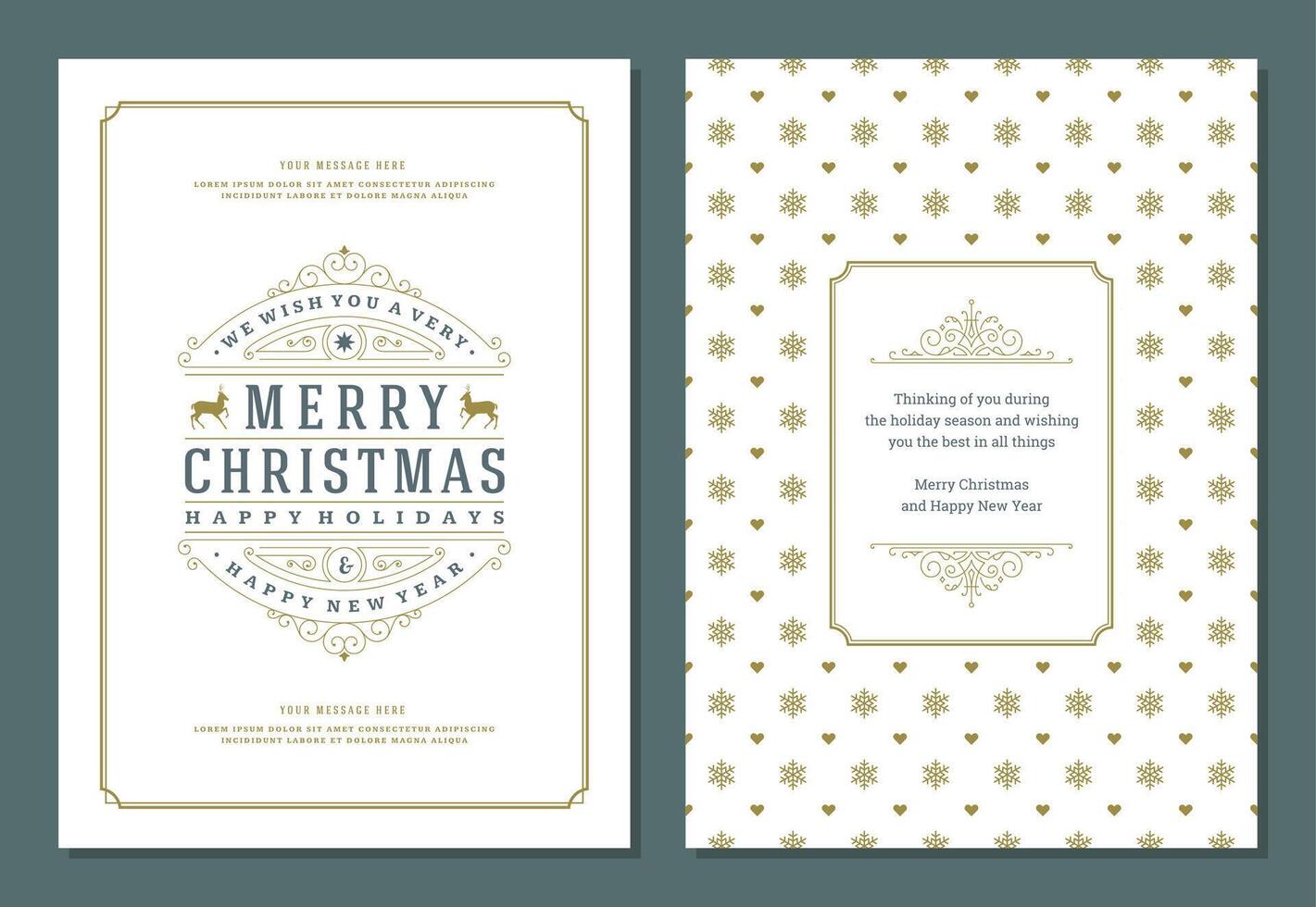 Christmas greeting card design template with decoration label illustration. vector