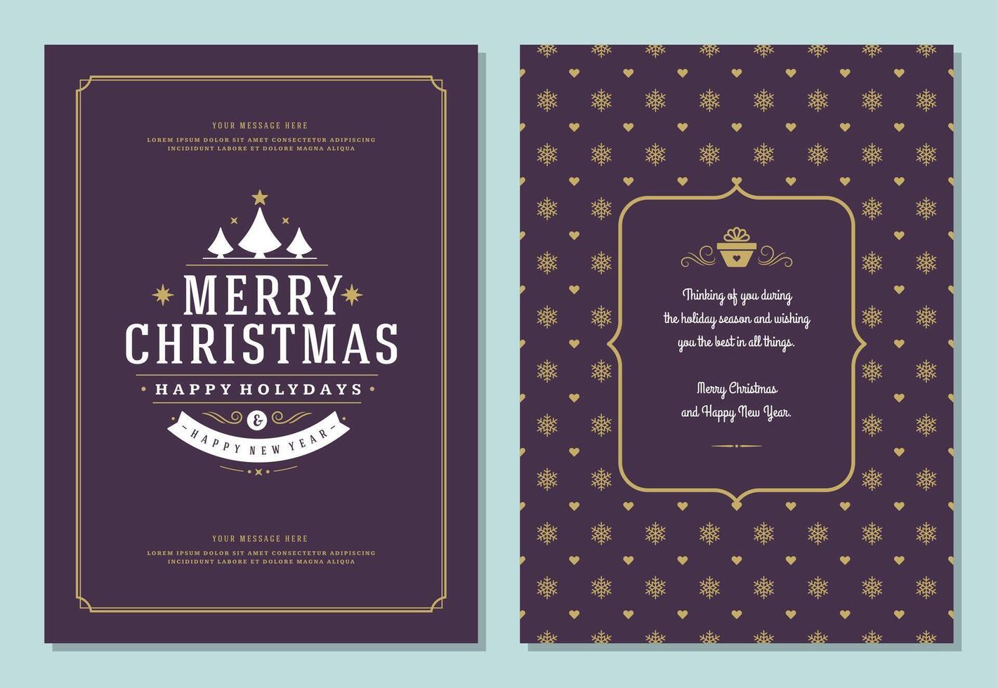 Christmas greeting card design template with decoration label illustration. vector