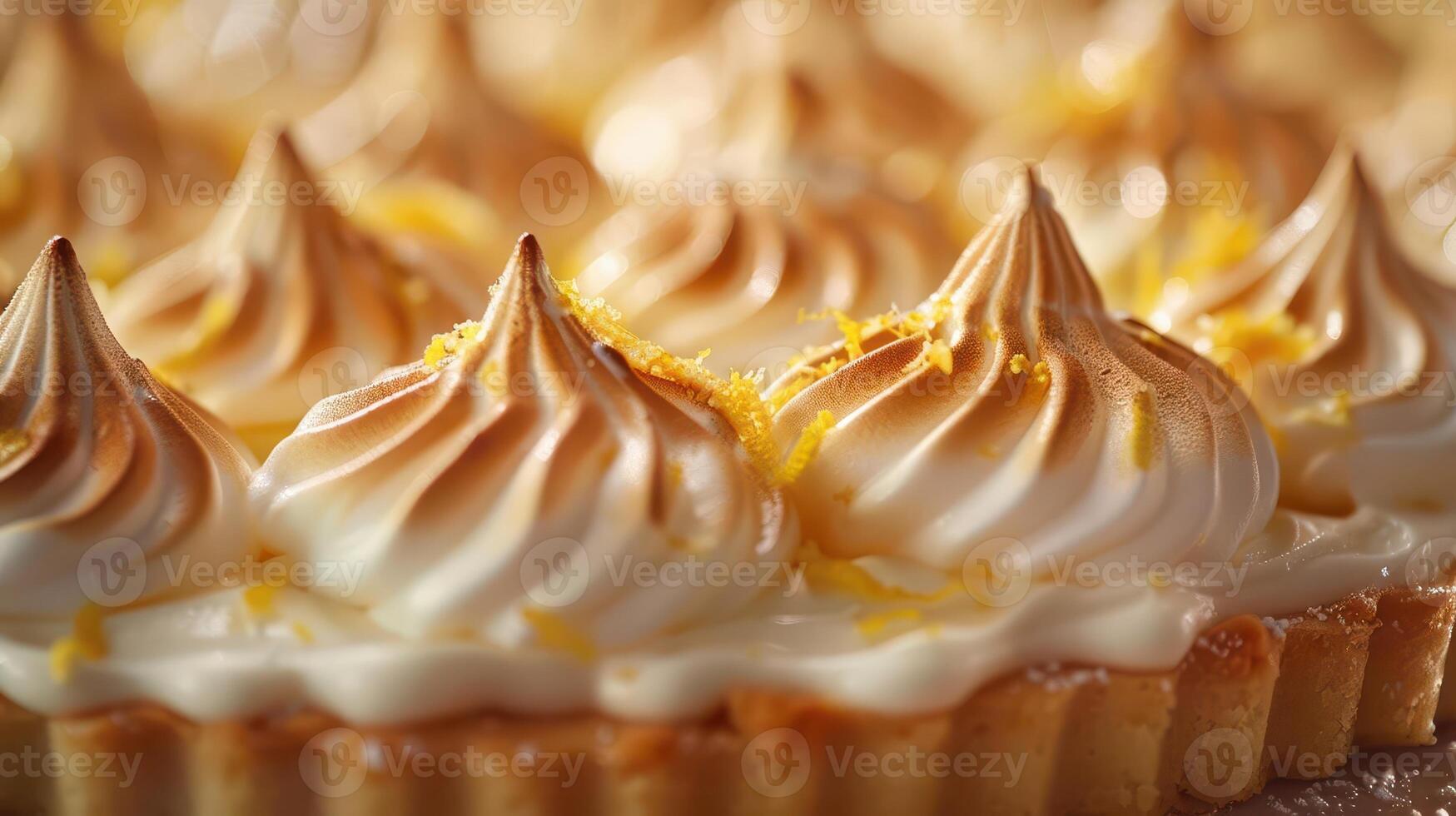 A beautifully crafted lemon meringue pie with golden peaks, showcasing the perfect balance of tart and sweet flavors. photo