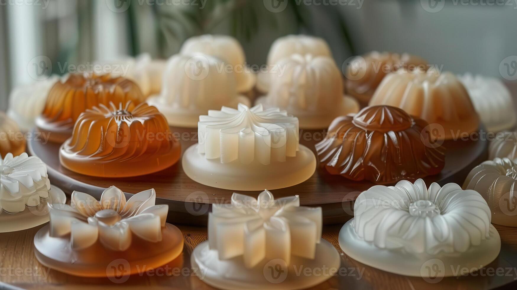 Artisan soap collection featuring elegant designs and soft colors, perfect for adding charm to any bathroom or spa setting. photo