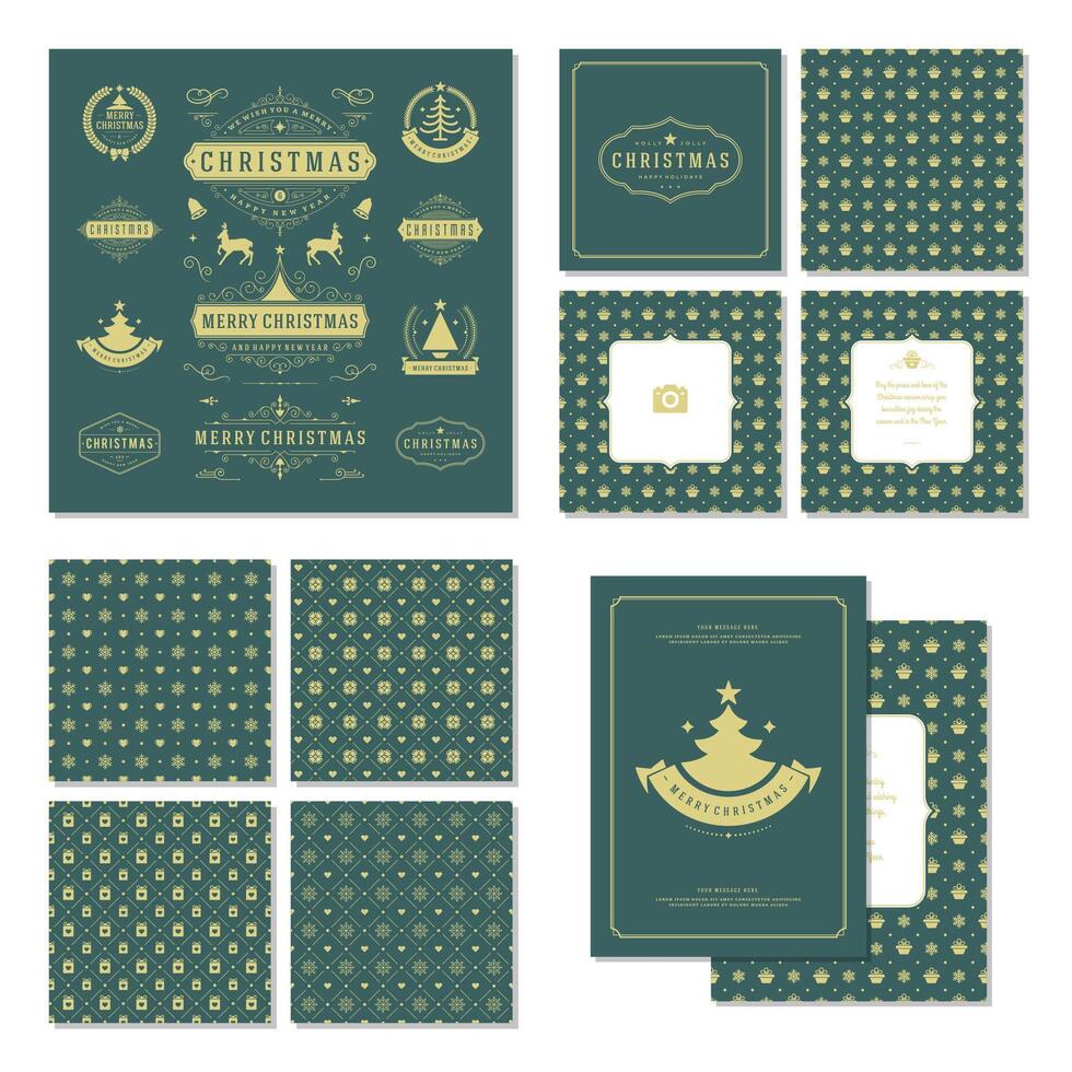 Christmas labels and badges design elements set vector