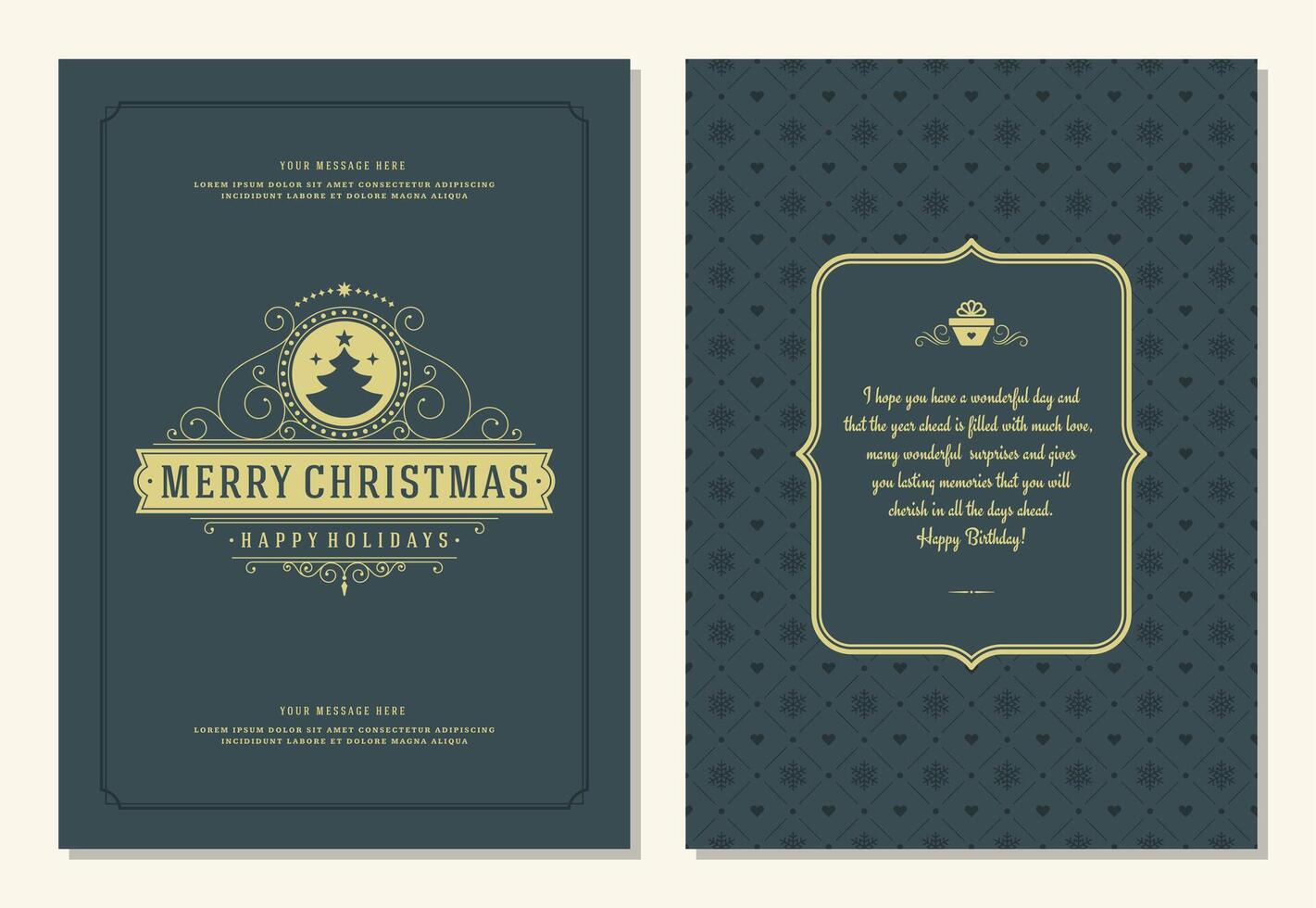 Christmas greeting card design template with quote label illustration vector