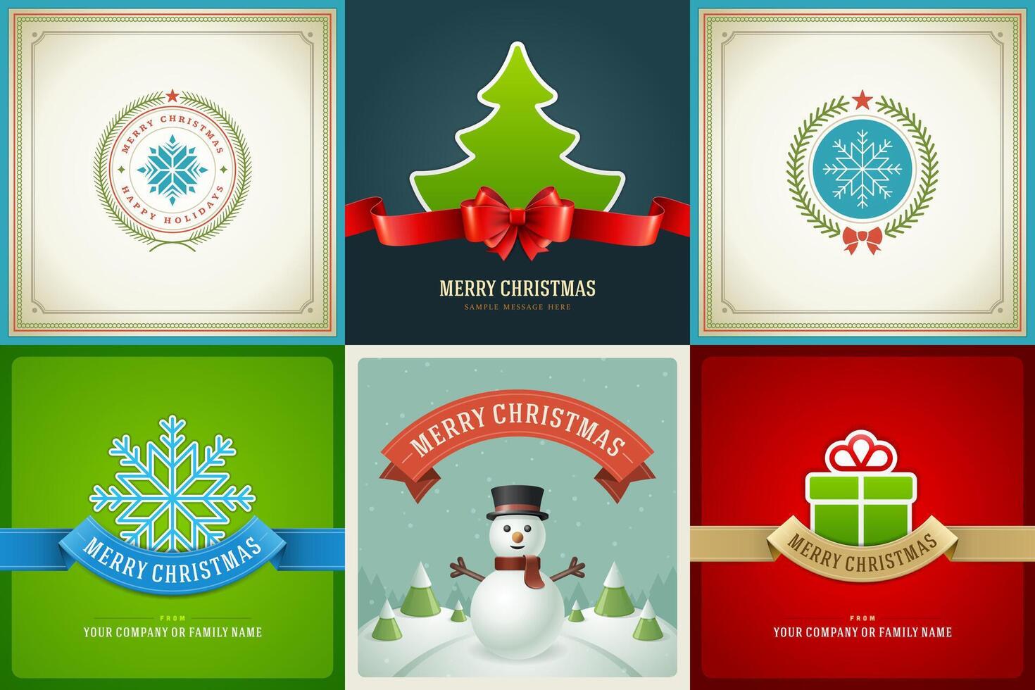 Merry Christmas greeting cards templates and backgrounds design. vector