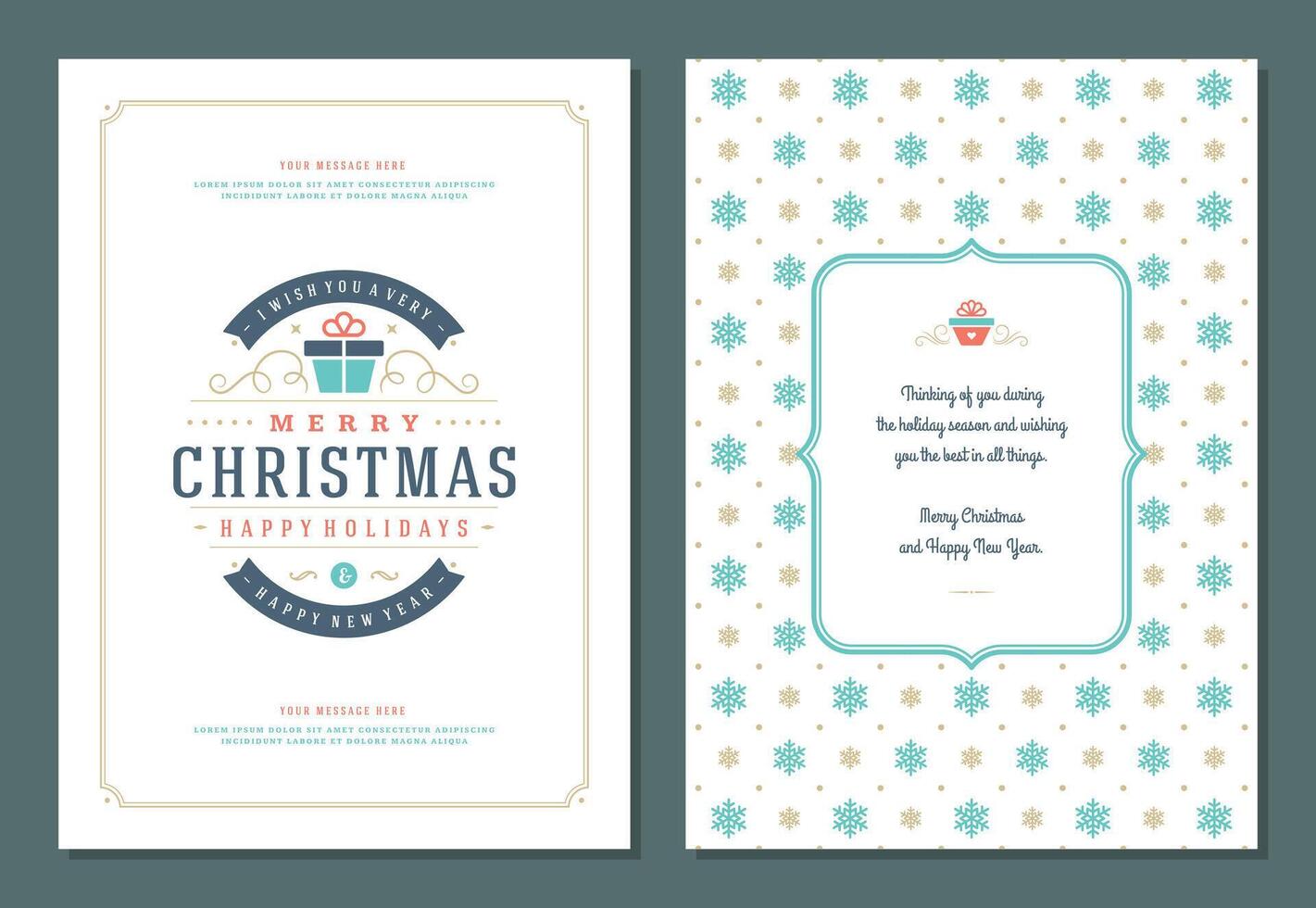 Christmas greeting card design template with decoration label illustration. vector