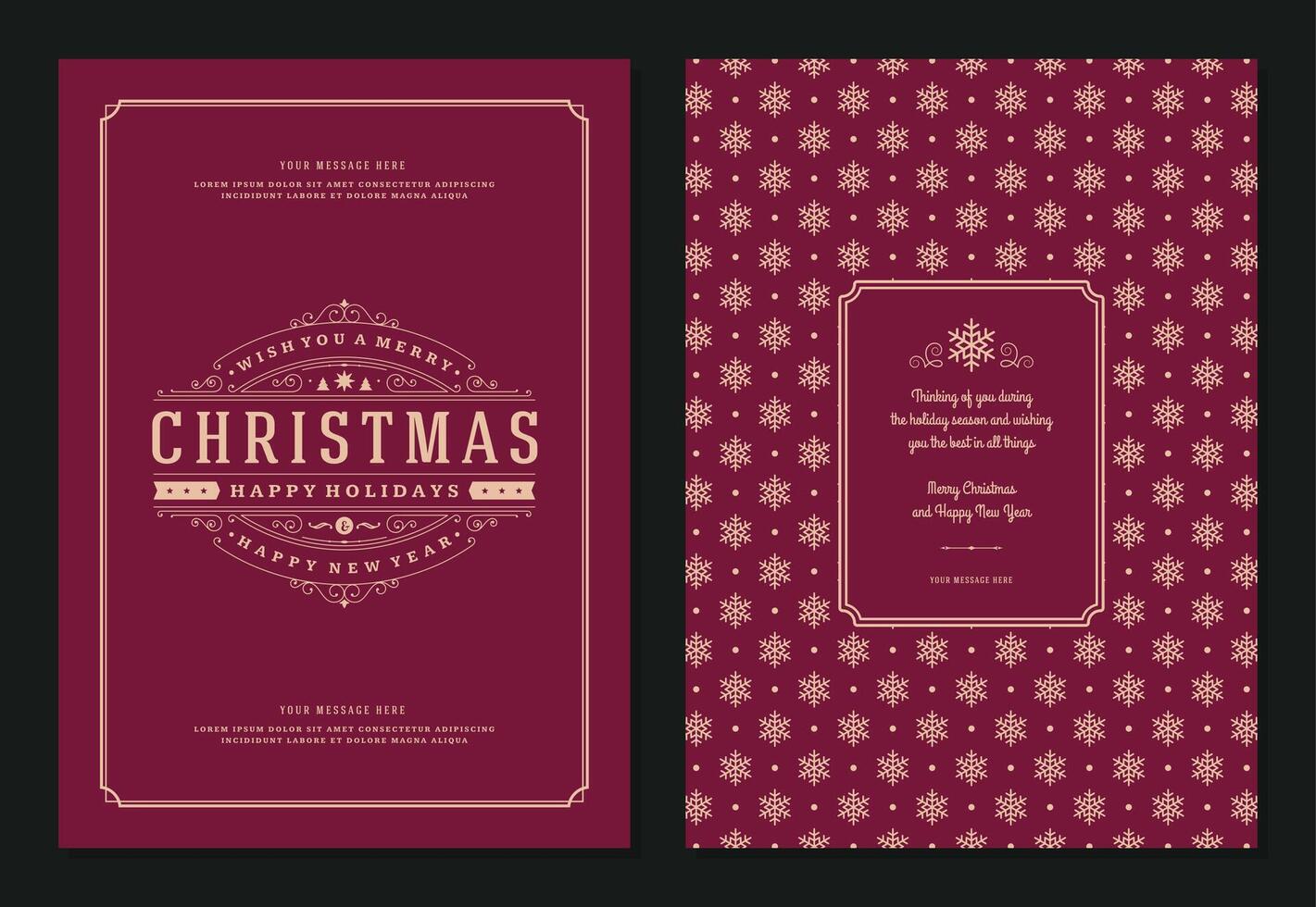 Christmas greeting card design template with decoration label illustration. vector
