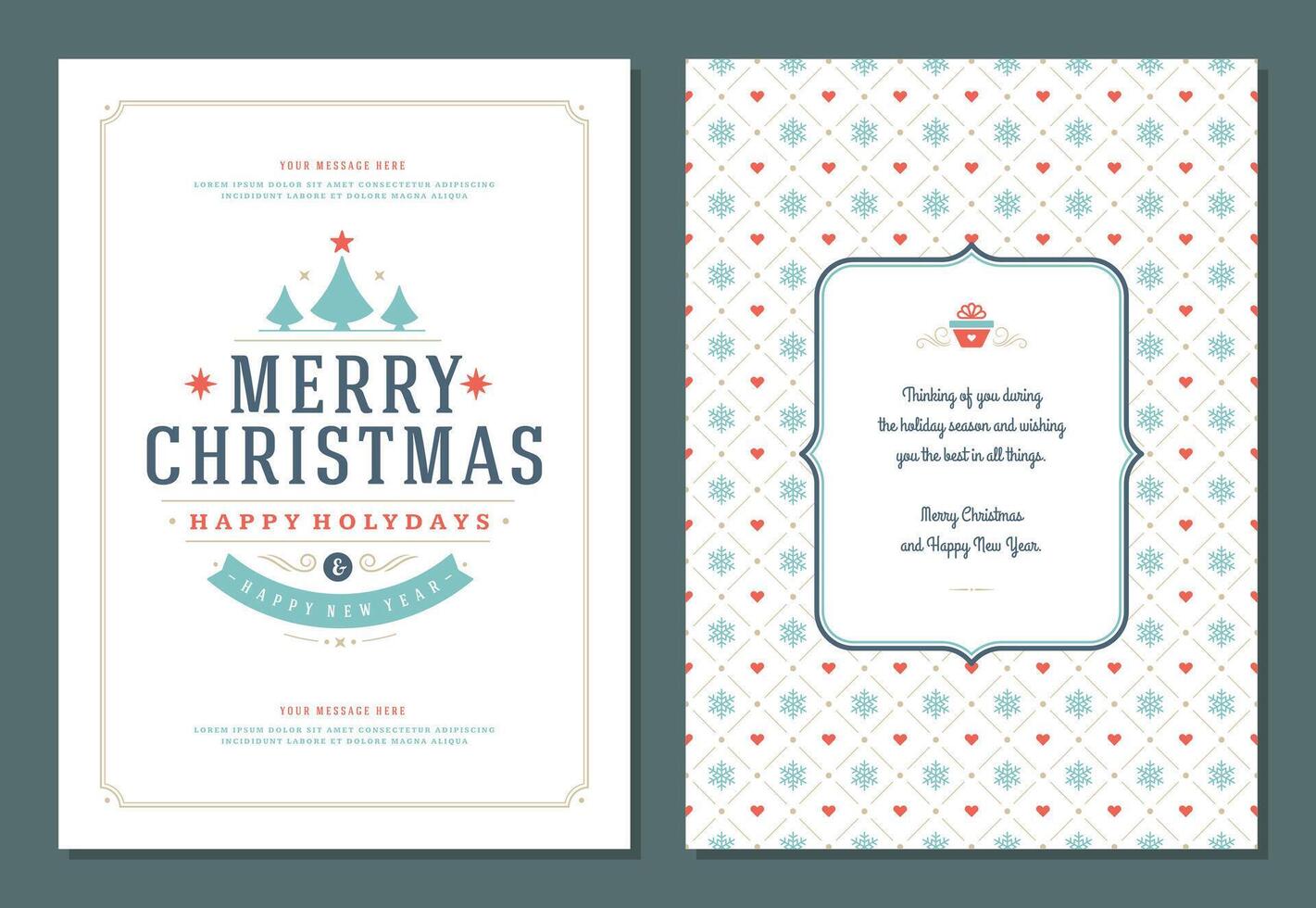 Christmas greeting card design template with quote label illustration vector