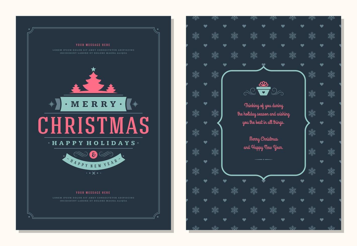 Christmas greeting card design template with quote label illustration vector