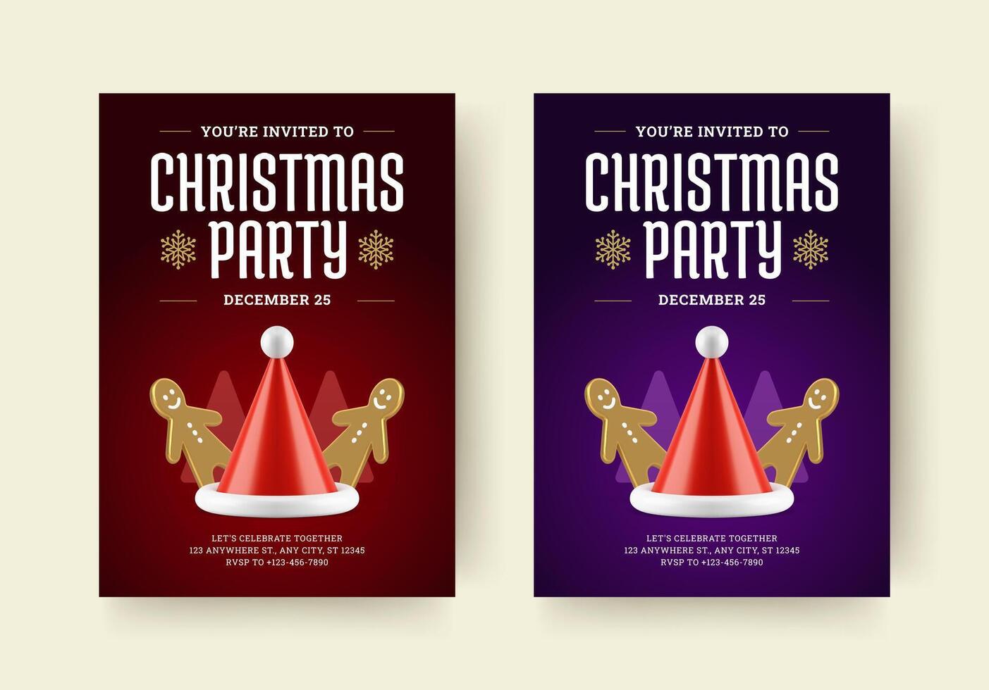 Christmas holiday celebrate party festival flyer invitation design template set realistic vector
