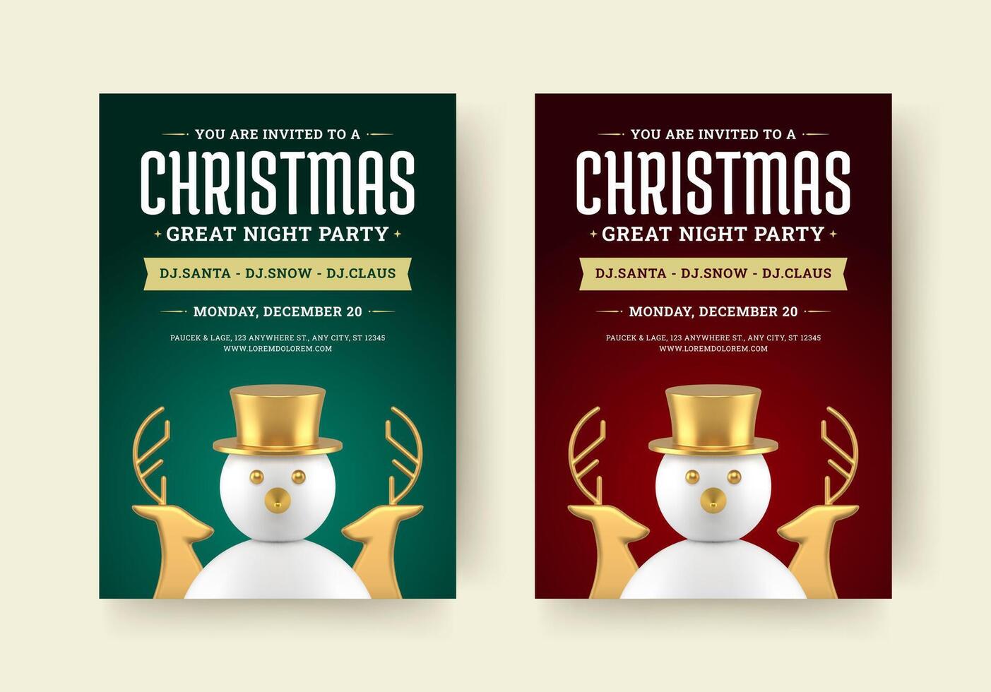 Christmas music night party modern luxury flyer design template set realistic illustration vector