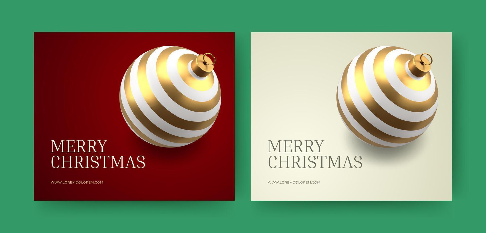 Merry Christmas luxury social media post design template set realistic illustration vector