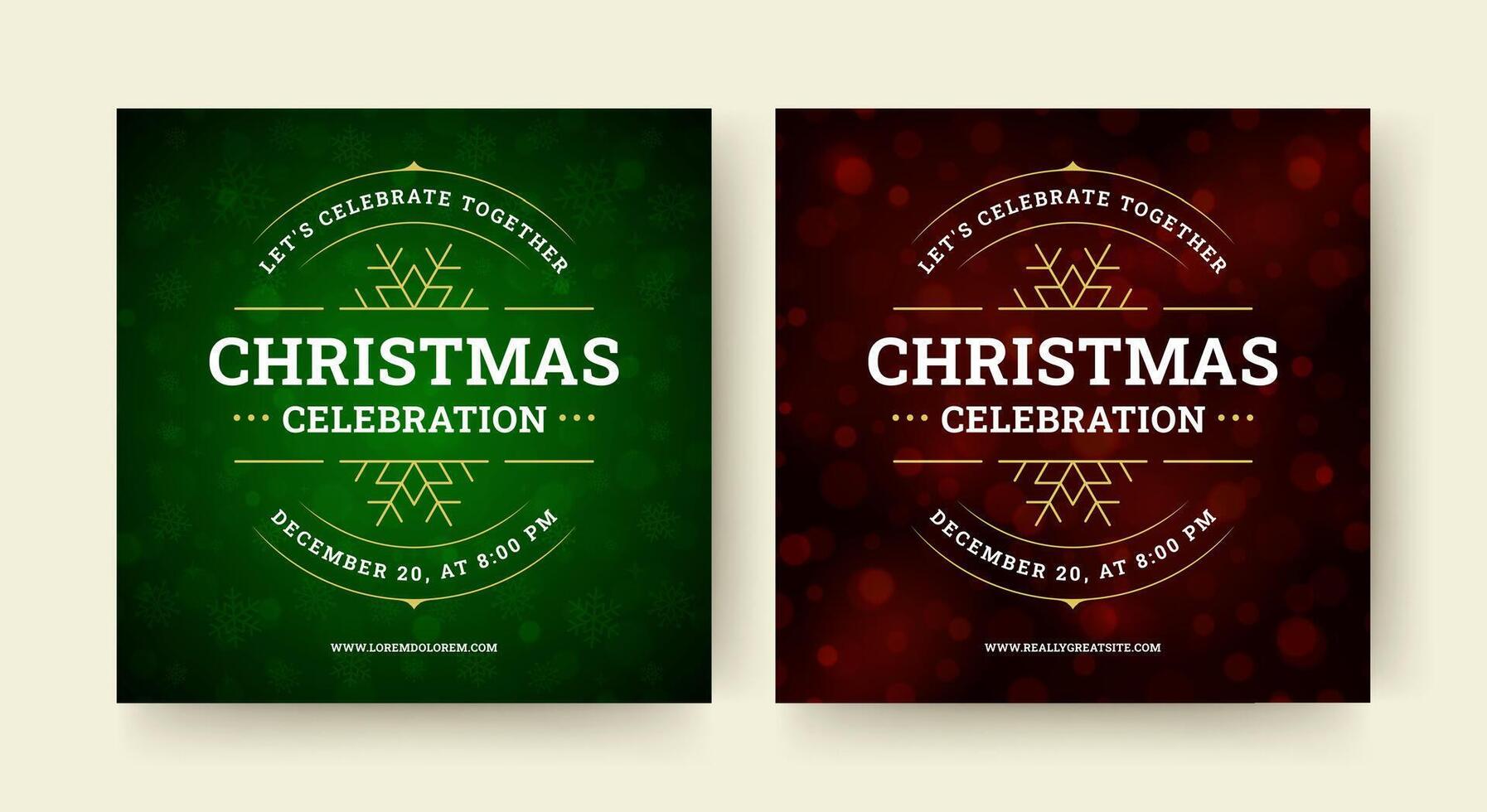 Christmas music party event celebration social media post design template set illustration vector