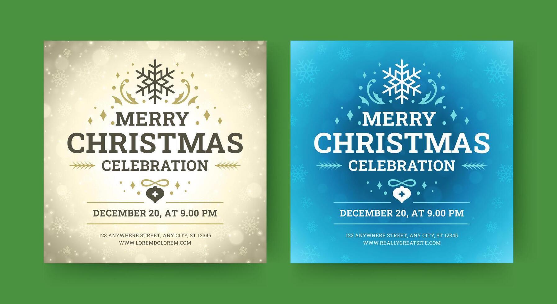 Merry Christmas music party celebration social media post design template set illustration vector